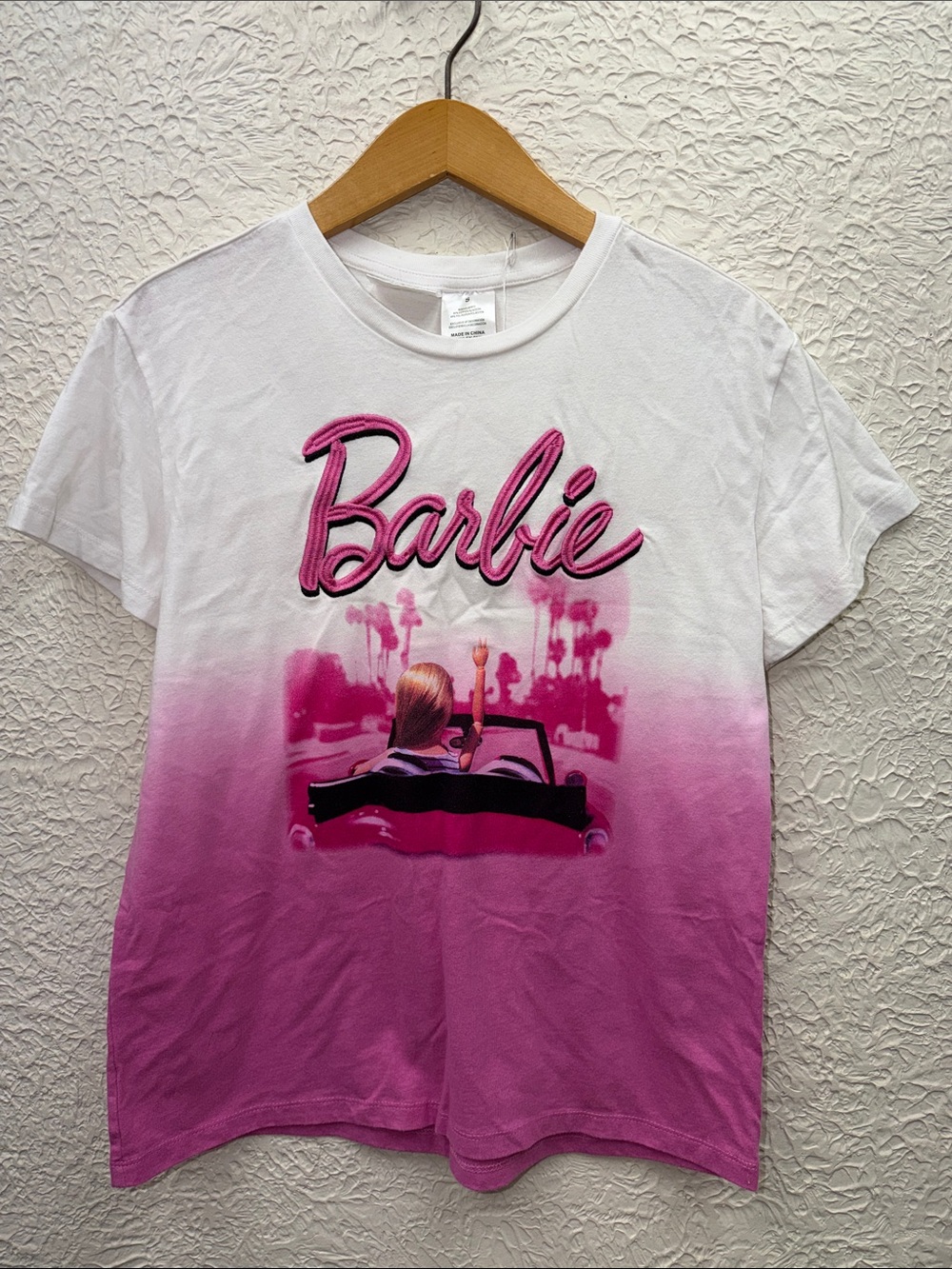 Barbie White and Hot Pink Ombre Graphic Tee